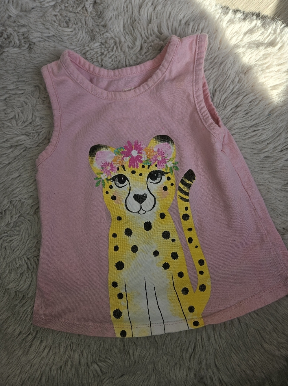 George Pink Cheetah Tank Top with Floral Crown 18-24M🩷